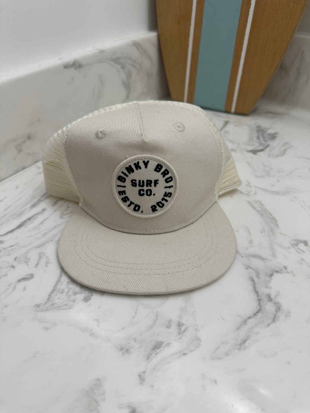 Binky Bro Kids Off-White Mesh Trucker Hat with Surf Patch